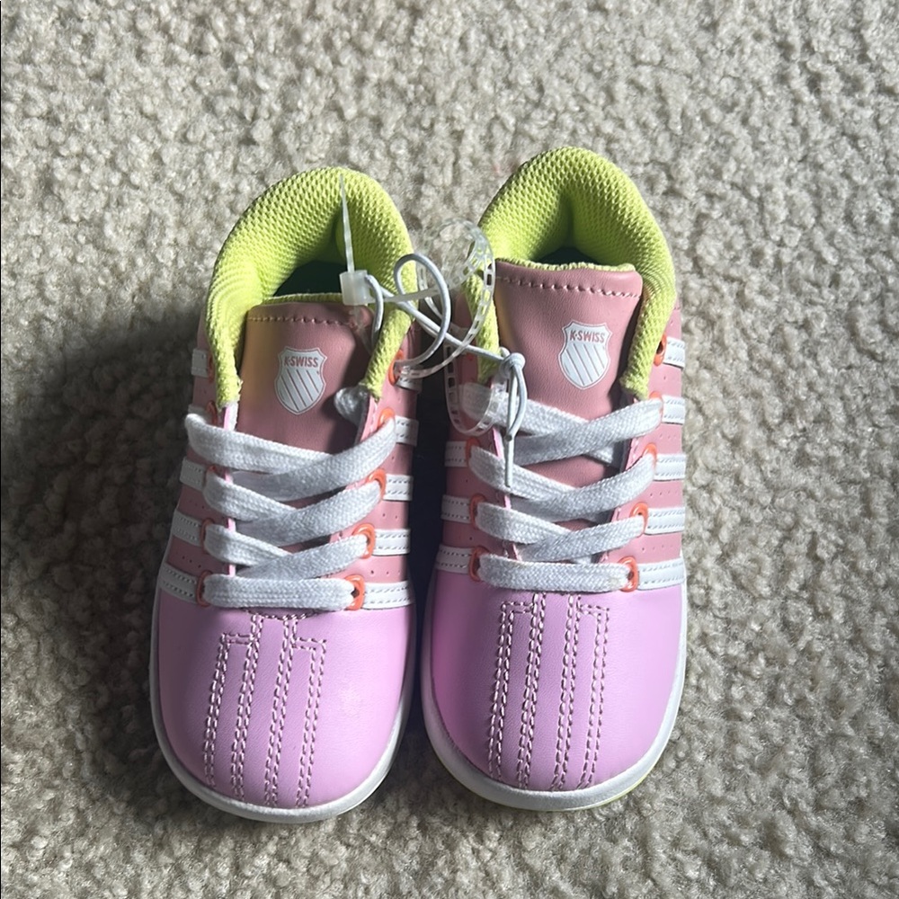 Kids Pink and White K-Swiss Sneakers 9